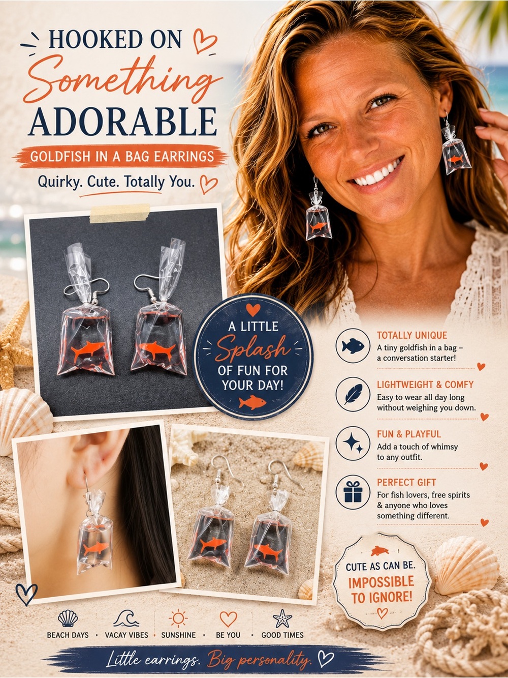 Goldfish in a Bag Carnival Earrings